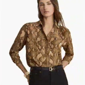lauren ralph lauren — women's buttoned placket long sleeve shirt