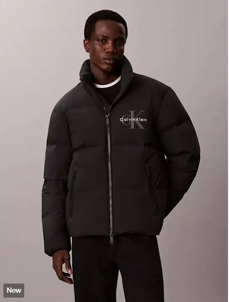 nylon monologo down puffer jacket