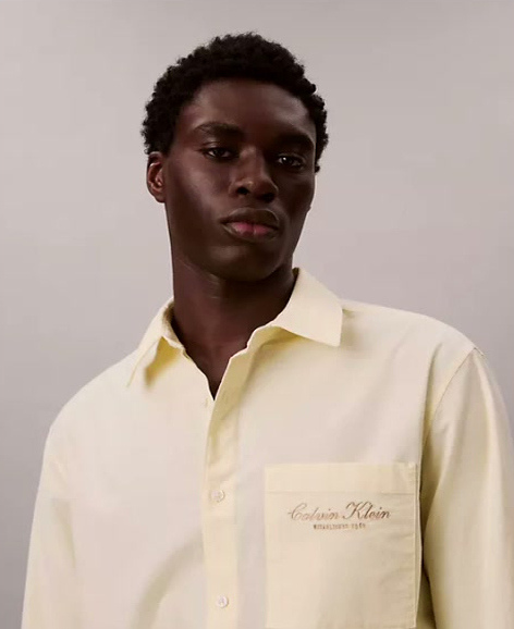 logo graphic washed oxford button down shirt