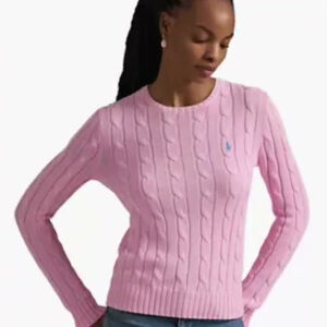 polo ralph lauren — women's cable knit cotton crewneck sweater