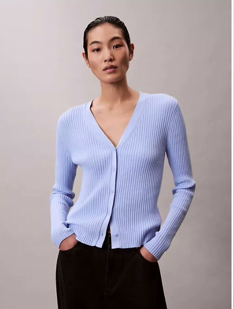 smooth variegated rib sweater cardigan