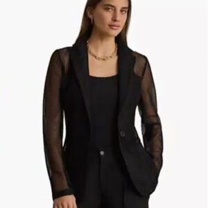 women's mesh single button blazer