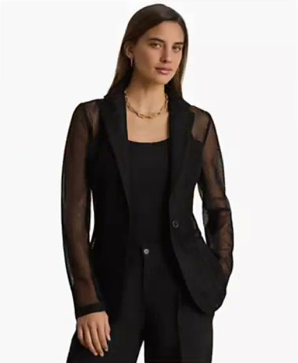 women's mesh single button blazer women's mesh single button blazer