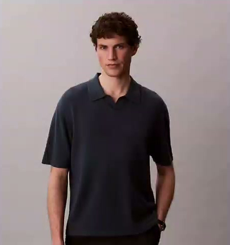 linen blend polo sweater