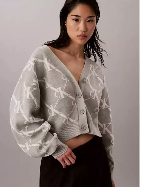 monogram logo cardigan sweater