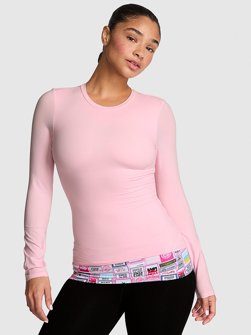 pink base stretch™ long sleeve tee pink base stretch™ long sleeve tee