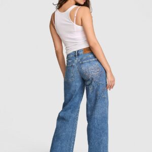 Витрина denim by pink mid rise baggy wide leg jeans