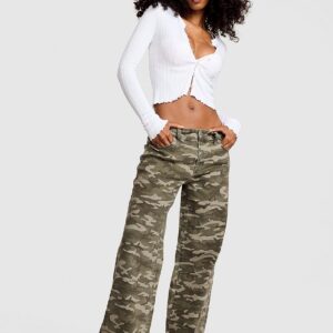 Витрина denim by pink mid rise baggy wide leg jeans