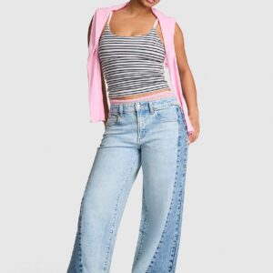 Витрина denim by pink mid rise baggy wide leg jeans
