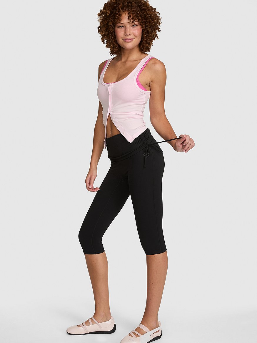 pink relay™ side ruched foldover capri legging pink relay™ side ruched foldover capri legging