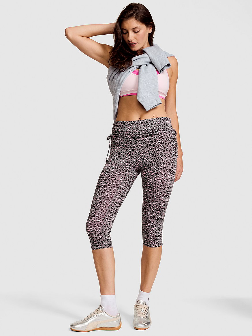 pink relay™ side ruched foldover capri legging pink relay™ side ruched foldover capri legging
