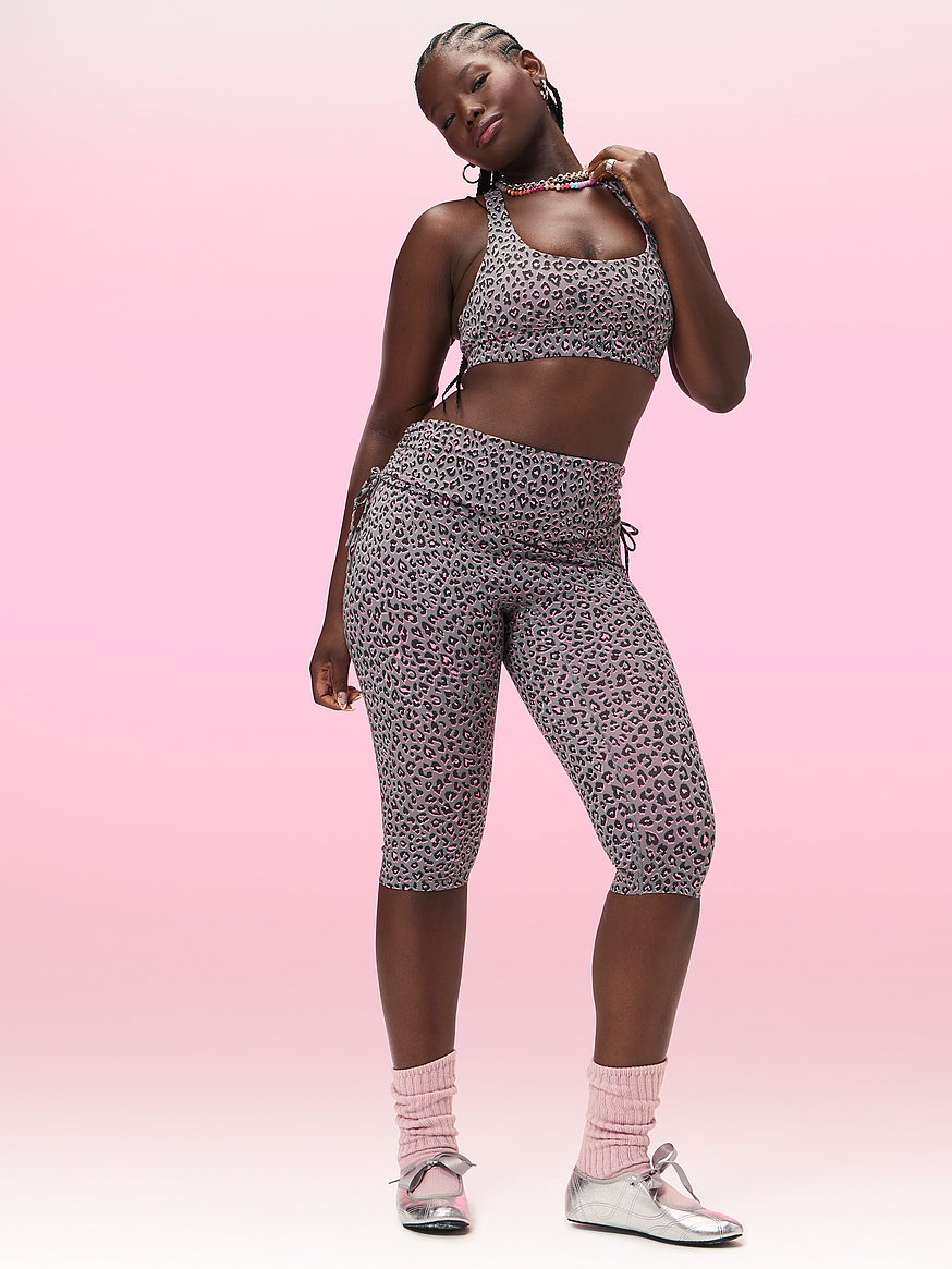 pink relay™ side ruched foldover capri legging pink relay™ side ruched foldover capri legging