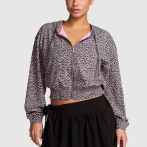 tech woven smocked hooded jacket