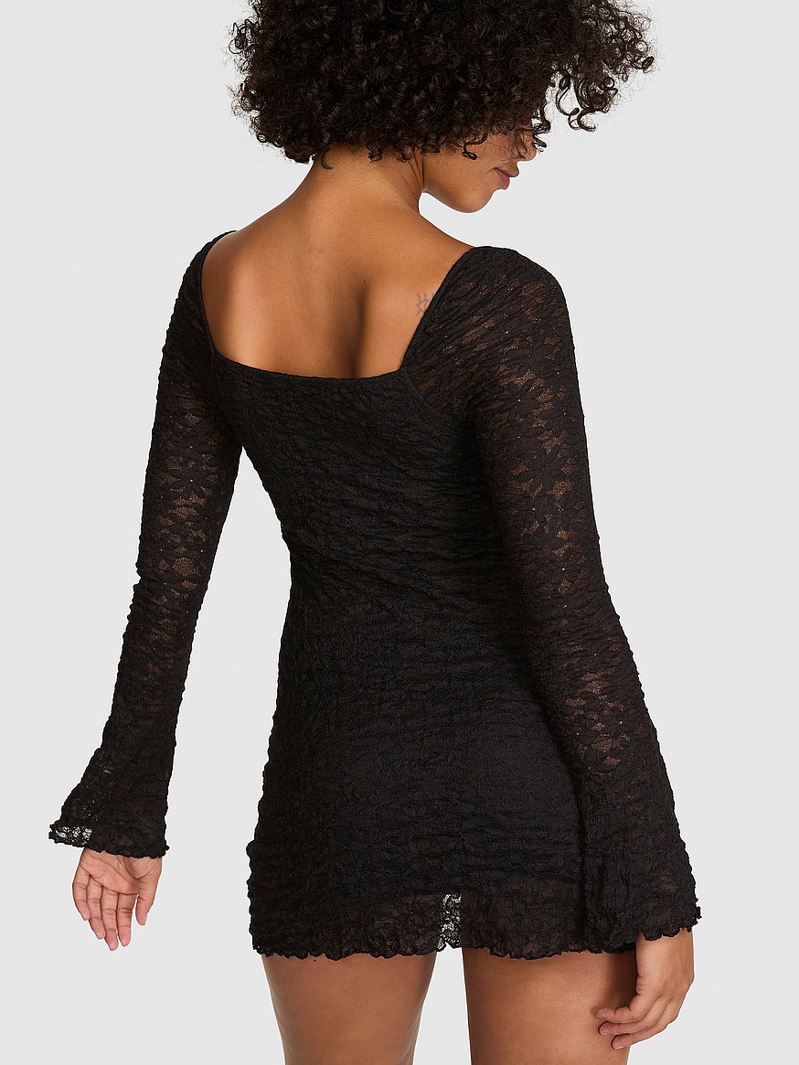 lace square neck long sleeve mini dress lace square neck long sleeve mini dress