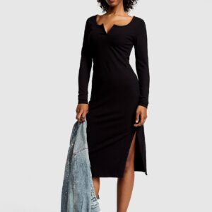 Витрина all day soft rib long sleeve midi dress