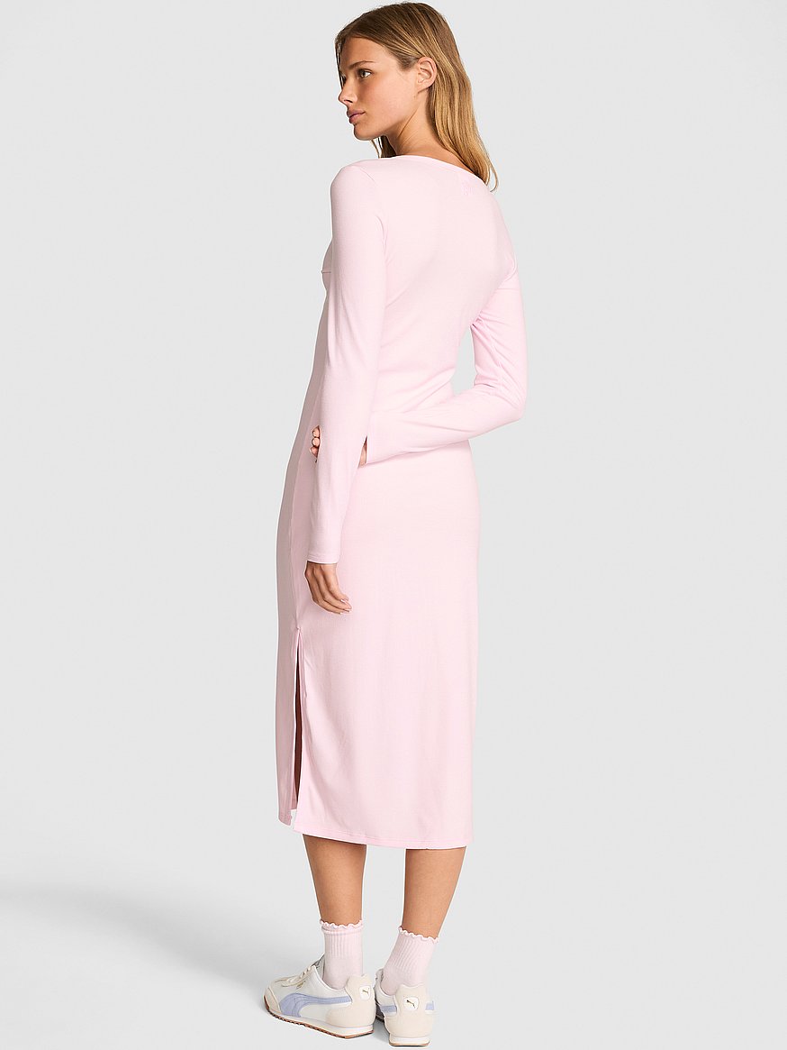 all day soft rib long sleeve midi dress all day soft rib long sleeve midi dress