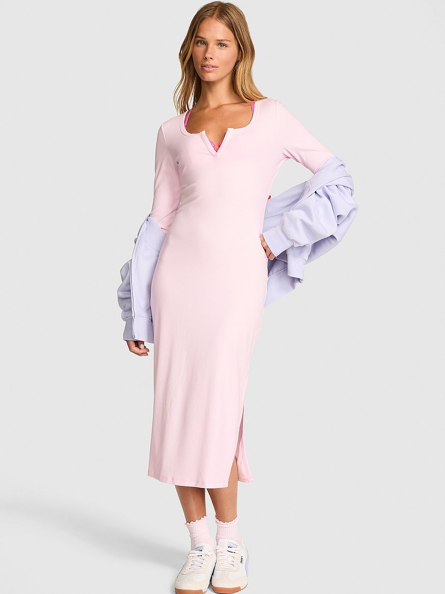 all day soft rib long sleeve midi dress all day soft rib long sleeve midi dress
