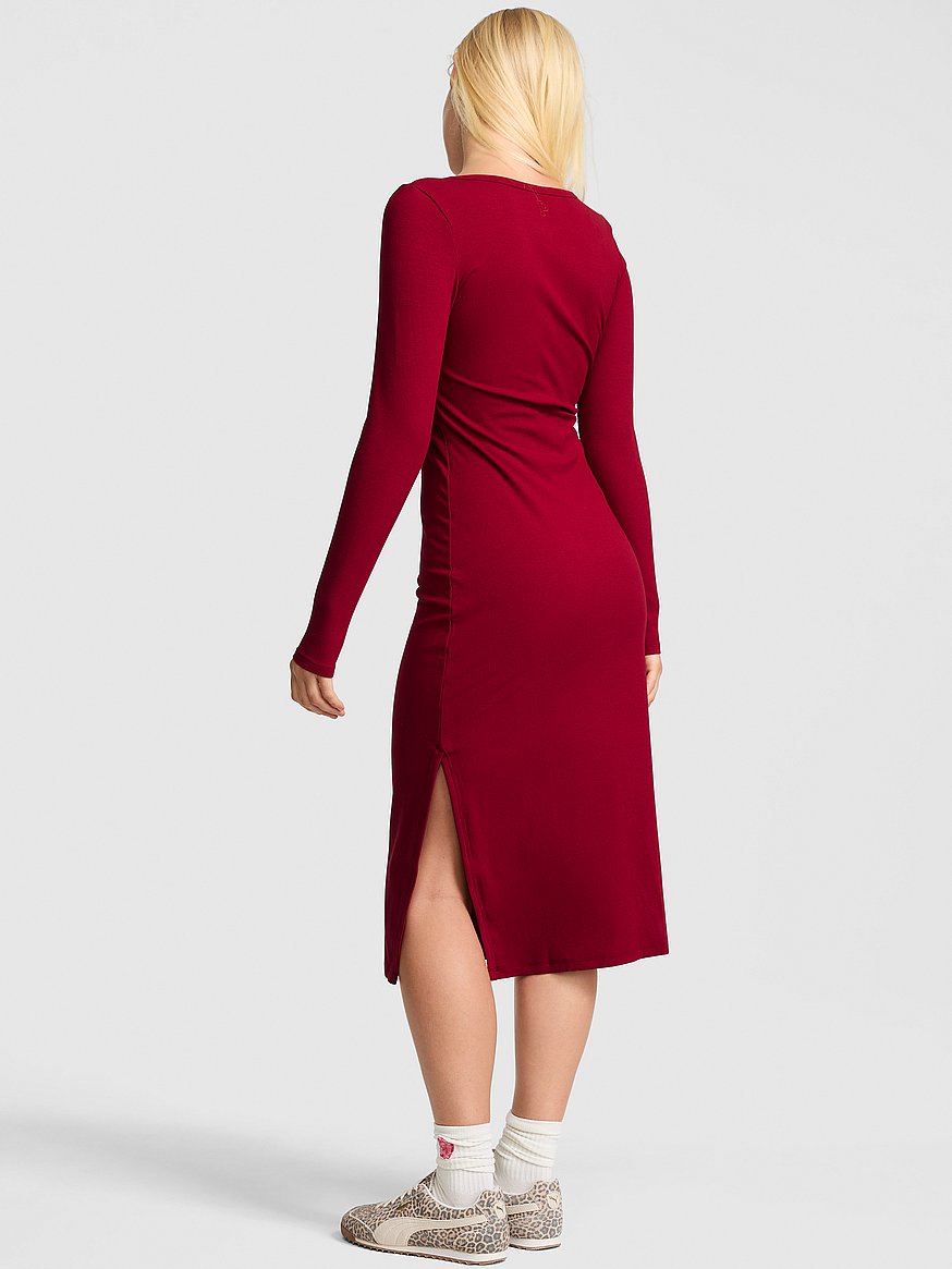 all day soft rib long sleeve midi dress all day soft rib long sleeve midi dress