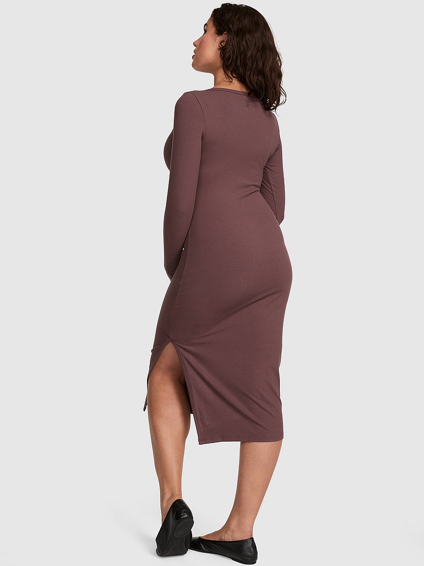 all day soft rib long sleeve midi dress all day soft rib long sleeve midi dress