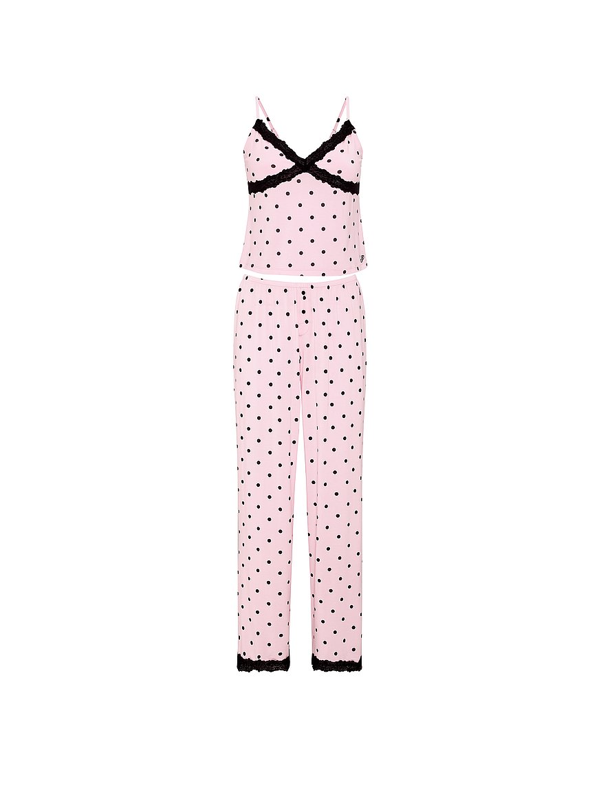 24/7 lounge modal lace trim cami & pants pajama set 24/7 lounge modal lace trim cami & pants pajama set