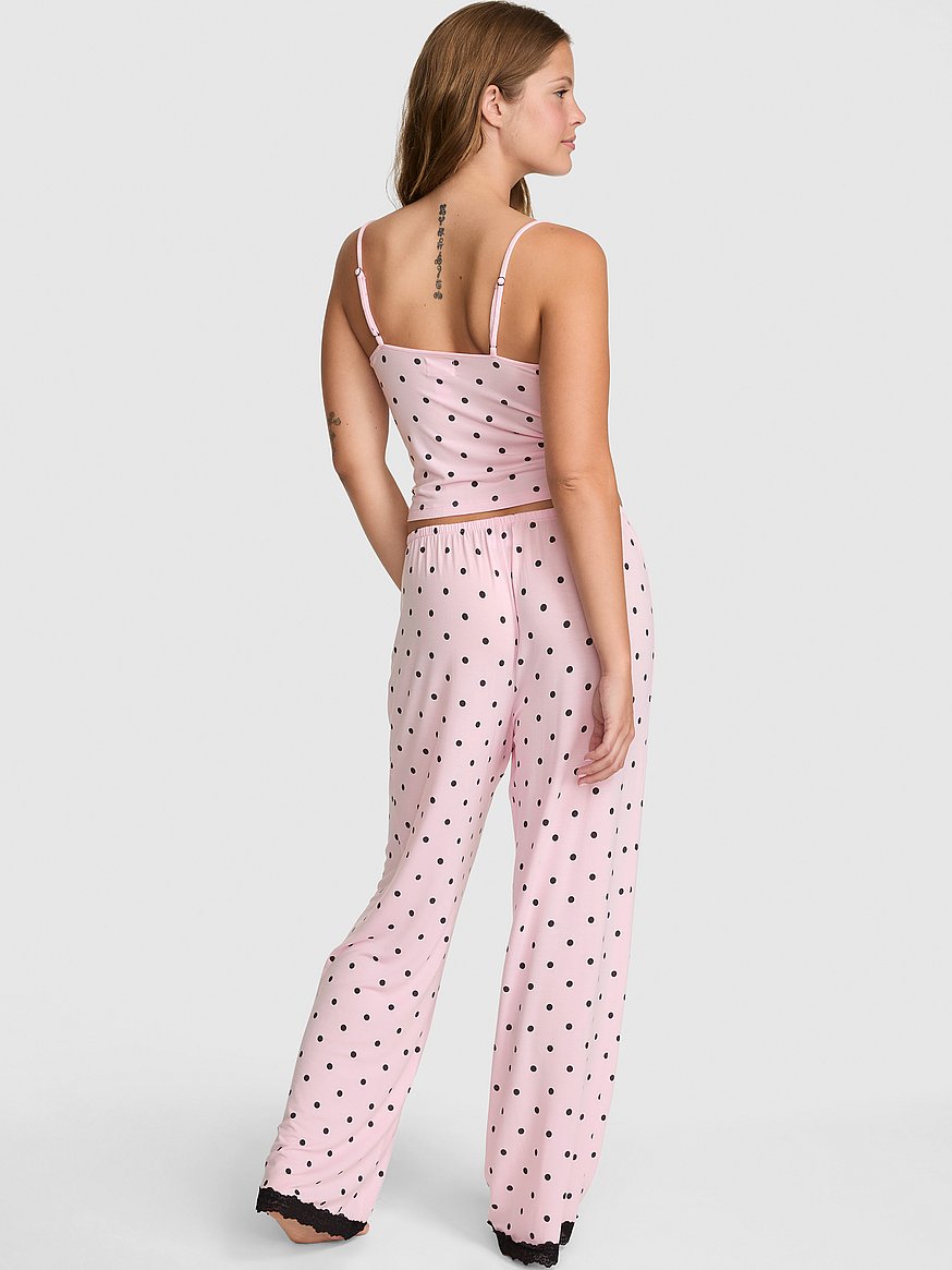 24/7 lounge modal lace trim cami & pants pajama set 24/7 lounge modal lace trim cami & pants pajama set