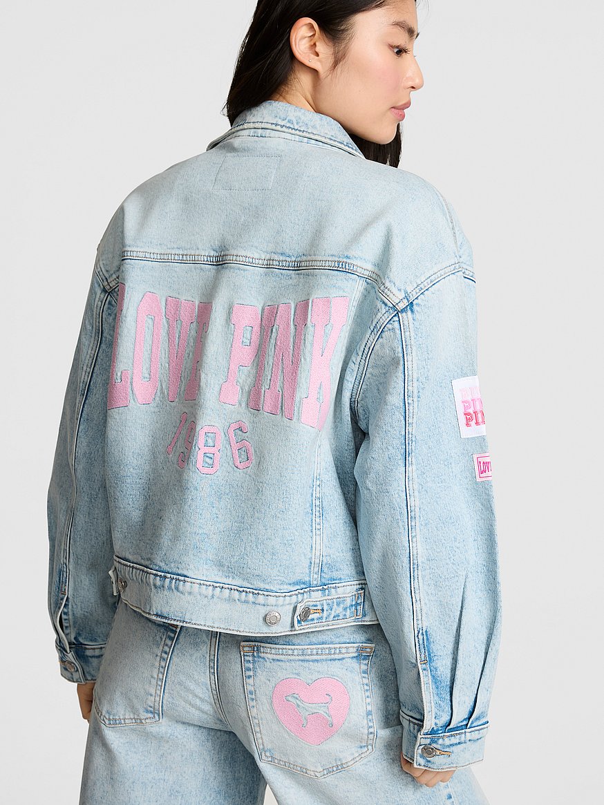 denim by pink boyfriend trucker jacket denim by pink boyfriend trucker jacket