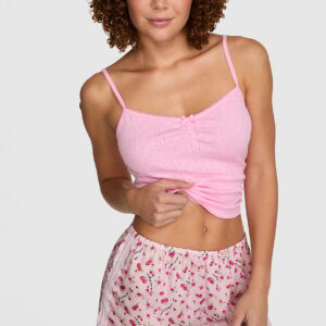 silky lace trim boxy pajama shorts