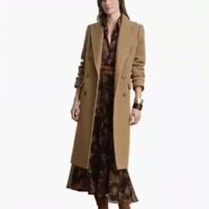 lauren ralph lauren — women's wool blend double breasted herringbone coat