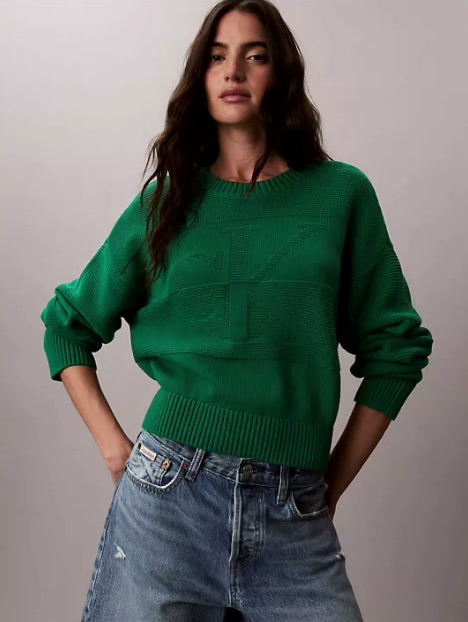 textured monogram relaxed sweater