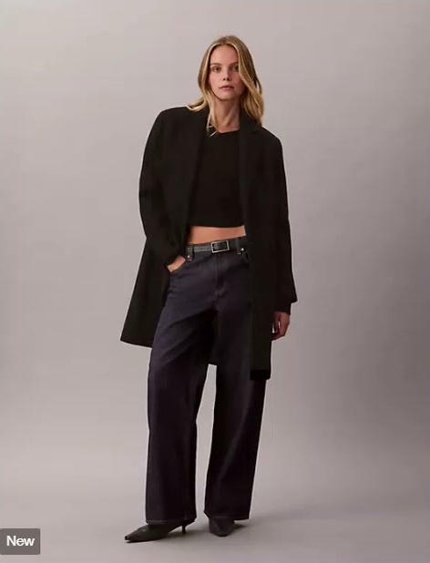 tailored wool blend single breasted coat