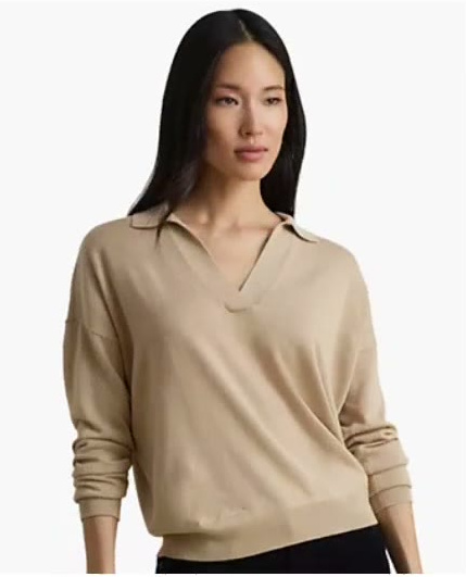 lauren ralph lauren — women's long sleeve polo ribbed sweater lauren ralph lauren — women's long sleeve polo ribbed sweater