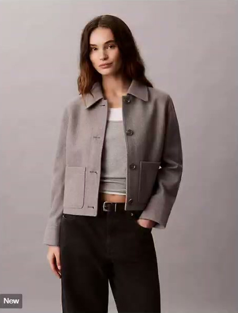 faux wool stand collar jacket