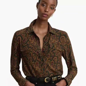 lauren ralph lauren — women's paisley stretch jersey shirt
