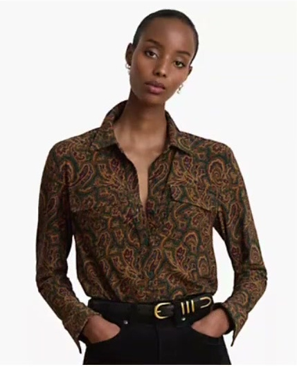 lauren ralph lauren — women's paisley stretch jersey shirt lauren ralph lauren — women's paisley stretch jersey shirt