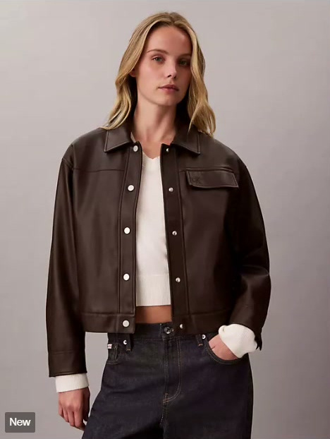 faux leather relaxed jacket