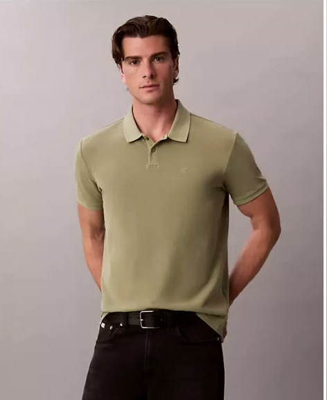 pique garment dyed polo shirt