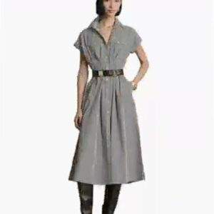 women's striped pleated broadcloth shirt dress