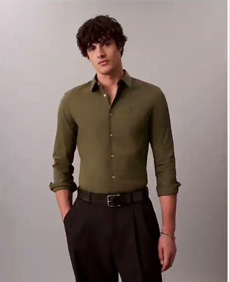 slim stretch button down shirt