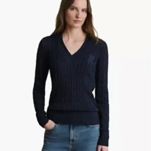 lauren ralph lauren — women's long sleeve v neck cable knit sweater