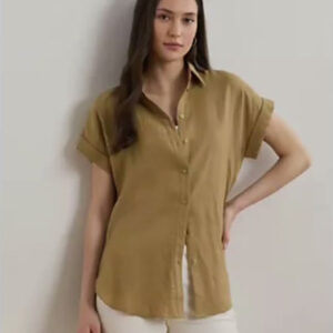 lauren ralph lauren — dolman sleeve 100% linen shirt