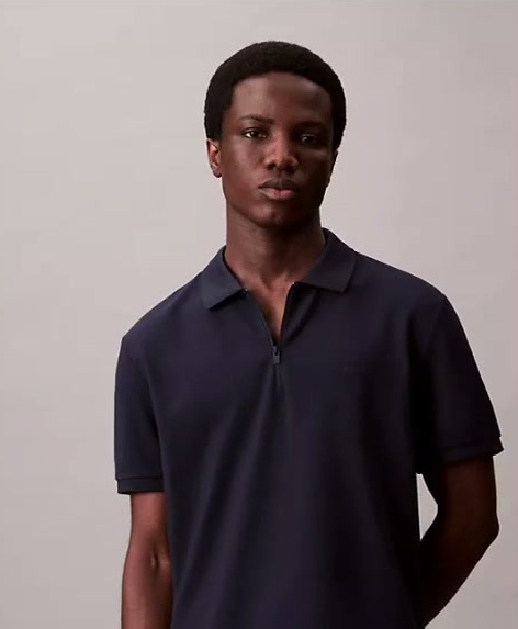 tech pique zip polo shirt