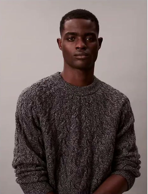 lambswool blend cable knit sweater