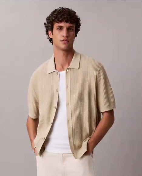 cotton sweater button down shirt