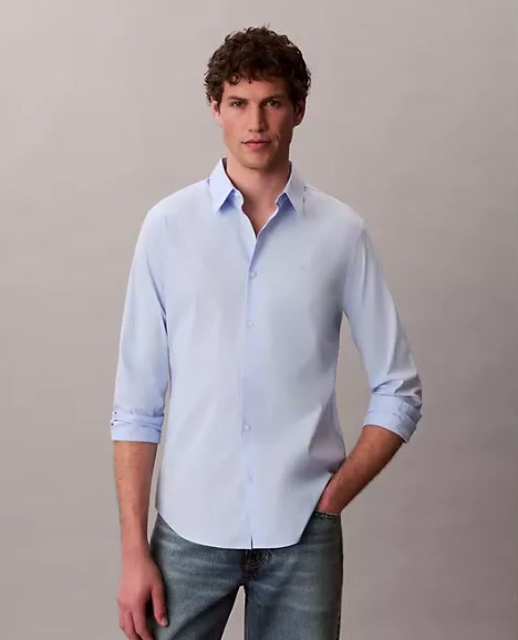 slim stretch button down shirt