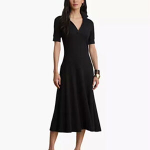 women's rib knit collared dress