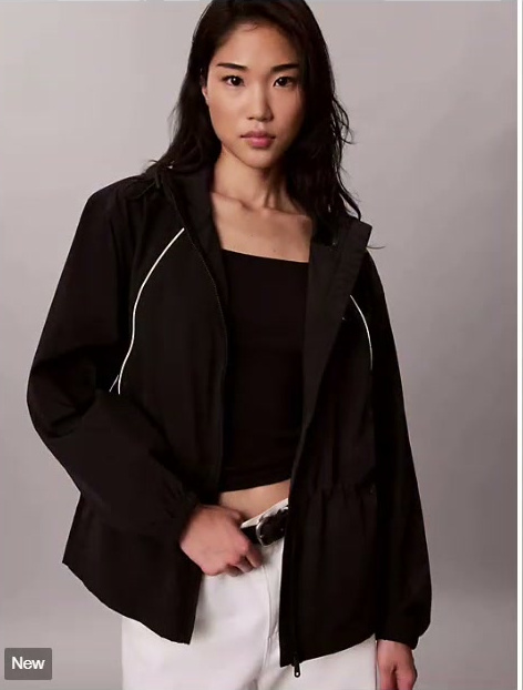lightweight cinch waist windbreaker jacket