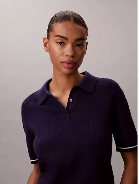 woven monologo cable sweater polo shirt