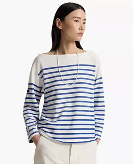 polo ralph lauren — women's striped boat neck mariner t shirt polo ralph lauren — women's striped boat neck mariner t shirt