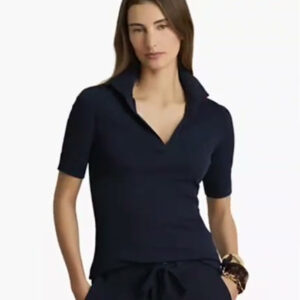 lauren ralph lauren — women's jersey short sleeve collared top