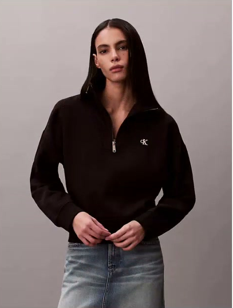 monogram fleece quarter zip sweatshirt